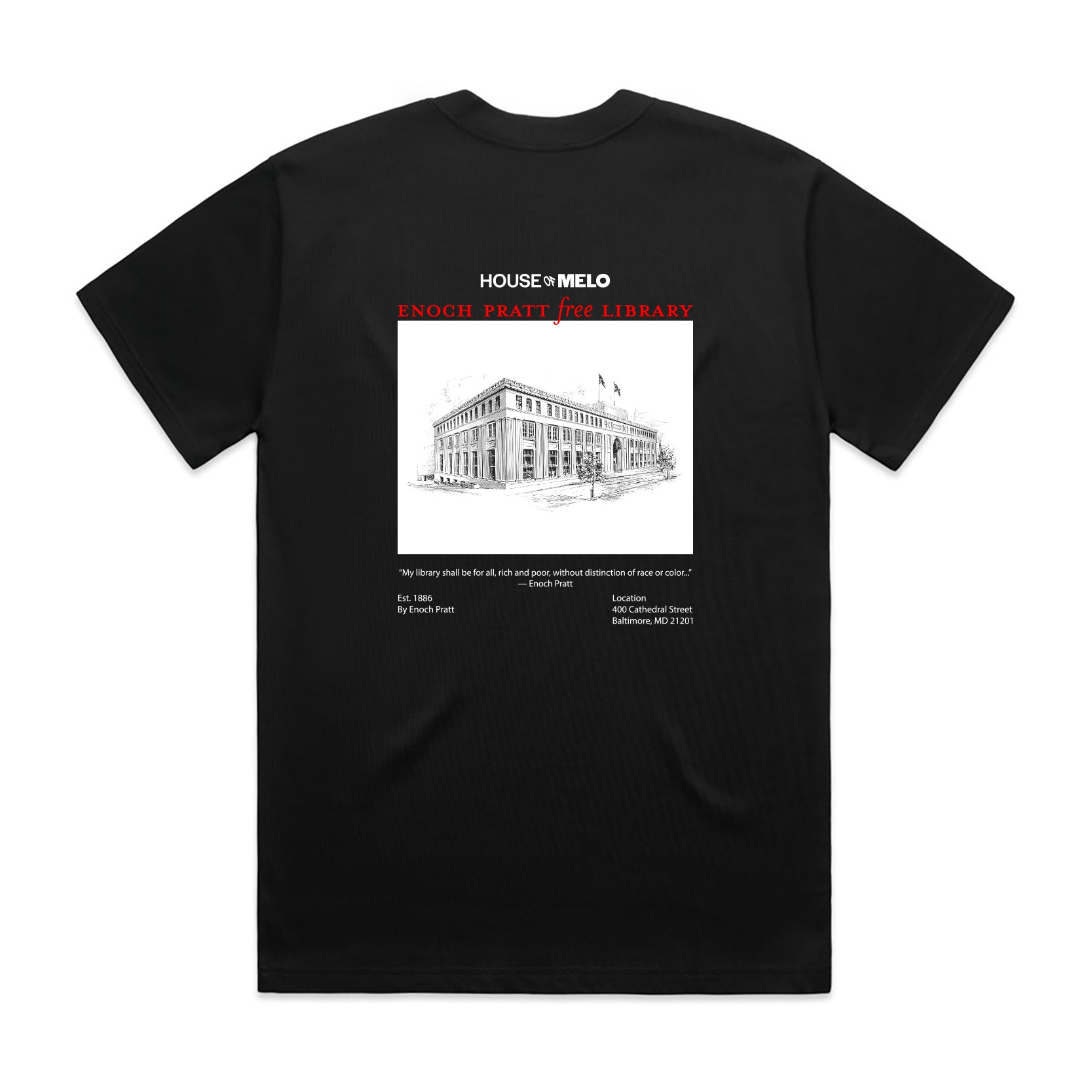 Enoch Pratt x Stay Melo Library Tee