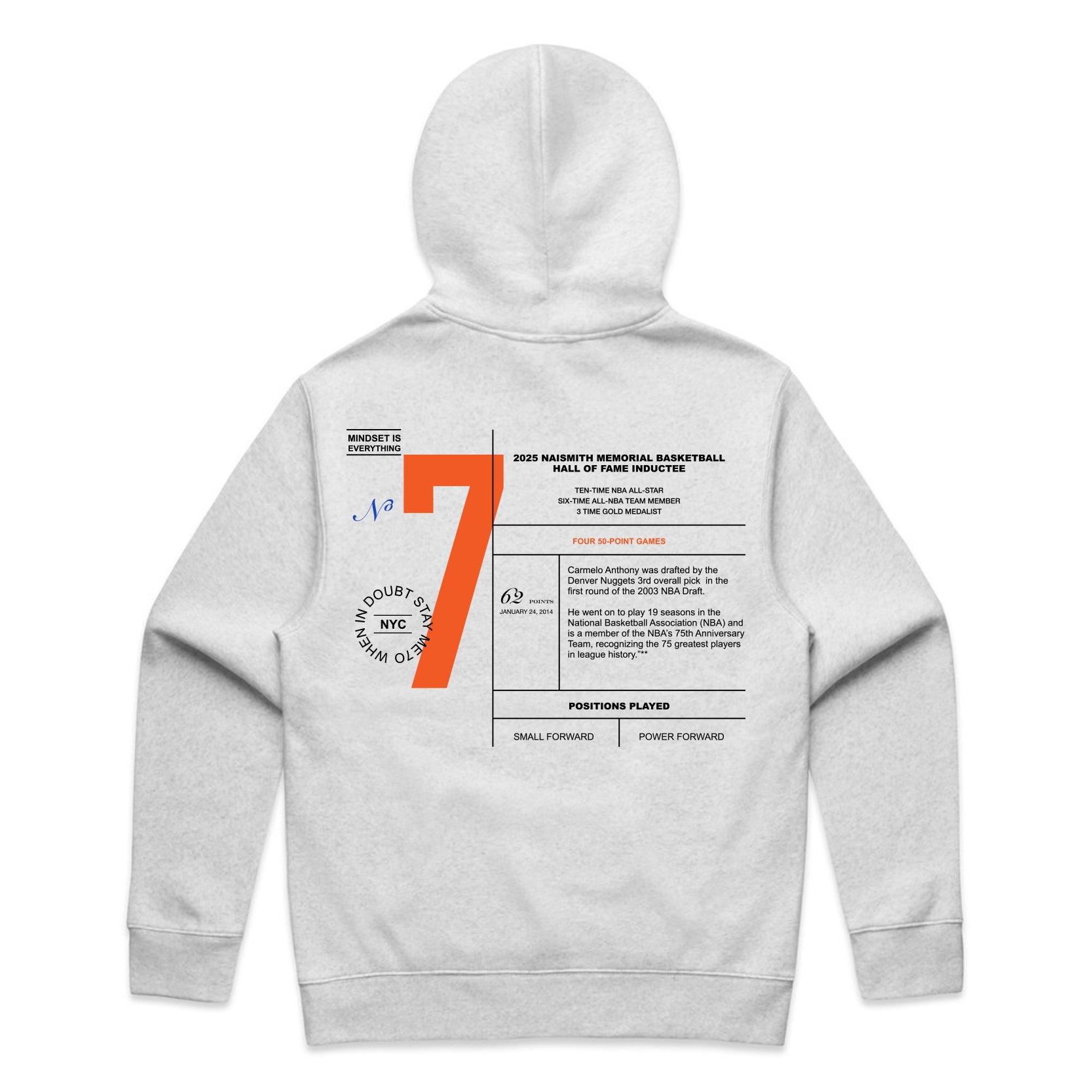 Stay Melo Honor 25 HOF Hoodie Grey