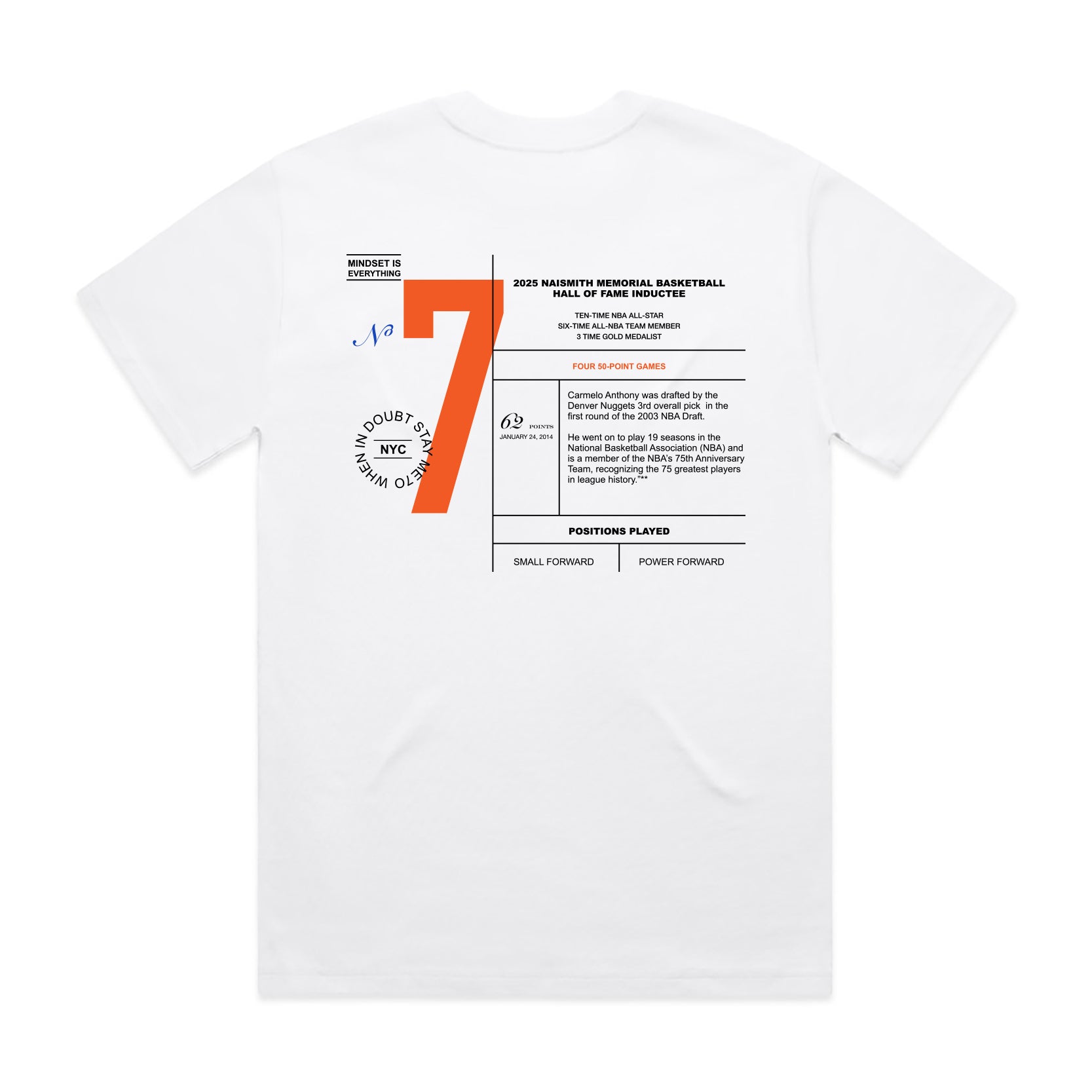 Stay Melo Honor 25 HOF Tee White